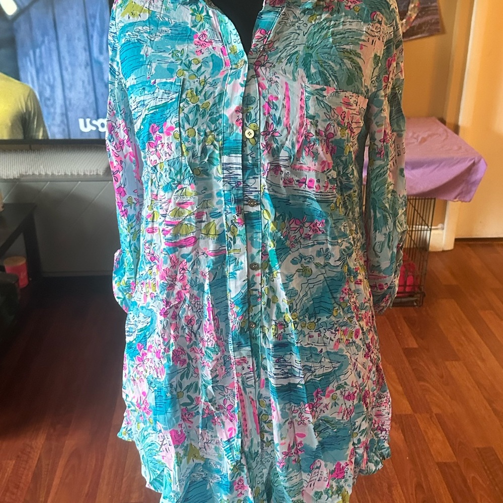 Lilly Pulitzer Natalie Cover Up Shirtdress Postcards from Positano